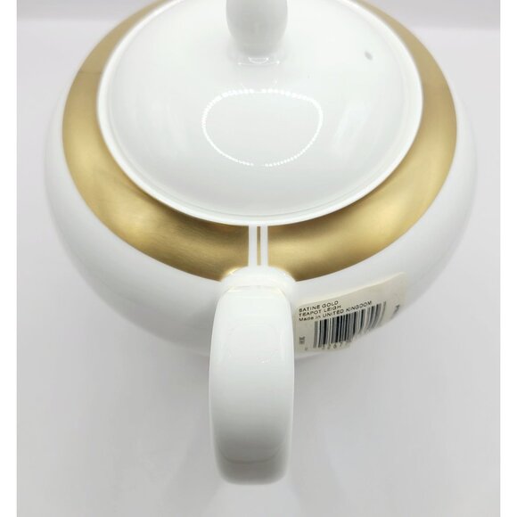 Wedgwood Satine Gold Teapot Porcelain New with Tags - Picture 6 of 12